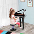 37 Keys Kids Mini Electronic Keyboard Children Grand Piano with Stool Microphone Light Musical Instrument Educational Game Toy Set (Black)