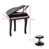 37 Keys Kids Mini Electronic Keyboard Children Grand Piano with Stool Microphone Light Musical Instrument Educational Game Toy Set (Black)