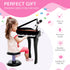 37 Keys Kids Mini Electronic Keyboard Children Grand Piano with Stool Microphone Light Musical Instrument Educational Game Toy Set (Black)