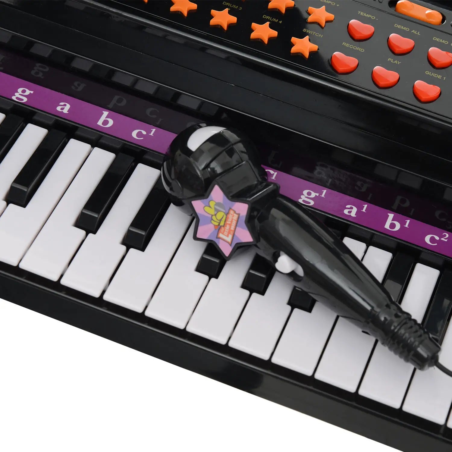 37 Keys Kids Mini Electronic Keyboard Children Grand Piano with Stool Microphone Light Musical Instrument Educational Game Toy Set (Black)