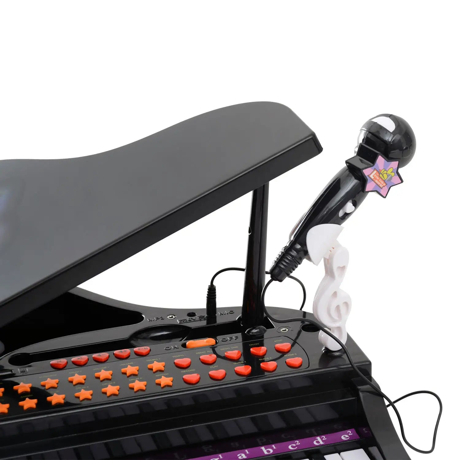 37 Keys Kids Mini Electronic Keyboard Children Grand Piano with Stool Microphone Light Musical Instrument Educational Game Toy Set (Black)
