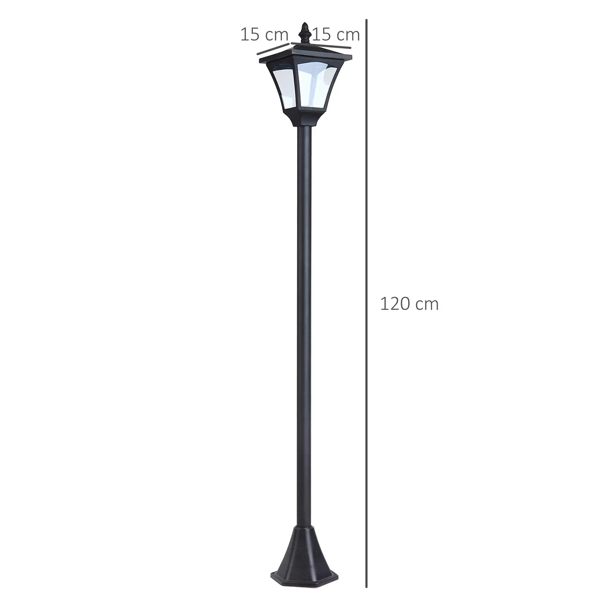 Outdoor Garden Solar Post Lamp Photosensitive LED Lantern Bollard Pathway 1.2M Tall – Black