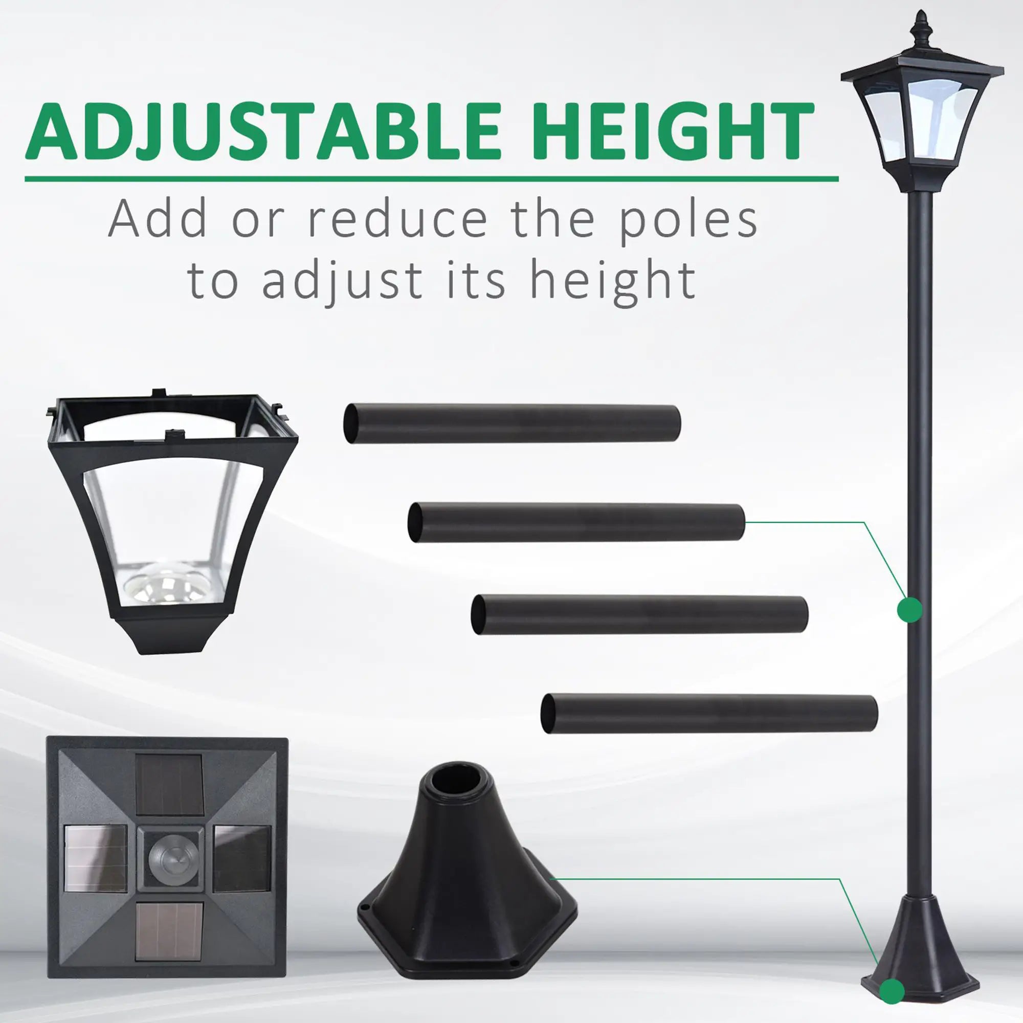 Outdoor Garden Solar Post Lamp Photosensitive LED Lantern Bollard Pathway 1.2M Tall – Black
