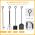 Metal Firewood Log Holder 2 Layer Firewood Rack Indoor Outdoor Fireplace Wood Storage Shelf with 4 Tools and Hooks, Black, 40L x 30W x 74.5H cm