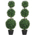 Set of 2 Decorative Artificial Trees, Topiary Ball-shaped Boxwood Trees in Pot, Fake Plants for Home Indoor outdoor Decor, 100cm, Green Bargain Clearance Centre