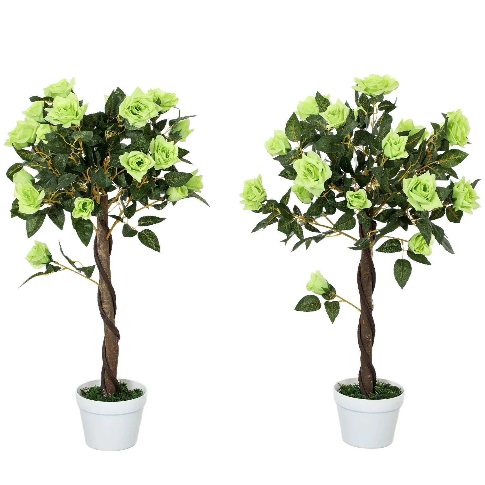 Set of Two Faux Rose Trees - Green Bargain Clearance Centre