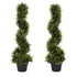 90cm/3FT Artificial Trees, Spiral Topiary Trees w/ Pot Set Of 2, Fake Indoor Outdoor Greenery Plant Home Office Garden Decor Green Bargain Clearance Centre