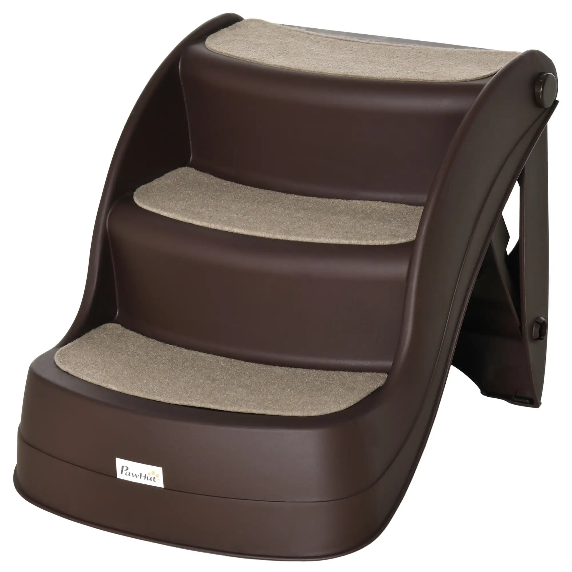 Foldable Pet Stairs Portable Dog Steps 3-Step Design with Non-slip Mats for High Beds, Sofas, 49 x 38 x 38 cm, Brown