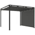 3 x 3m Aluminium Pergola, with Retractable Roof and Wall - Dark Grey