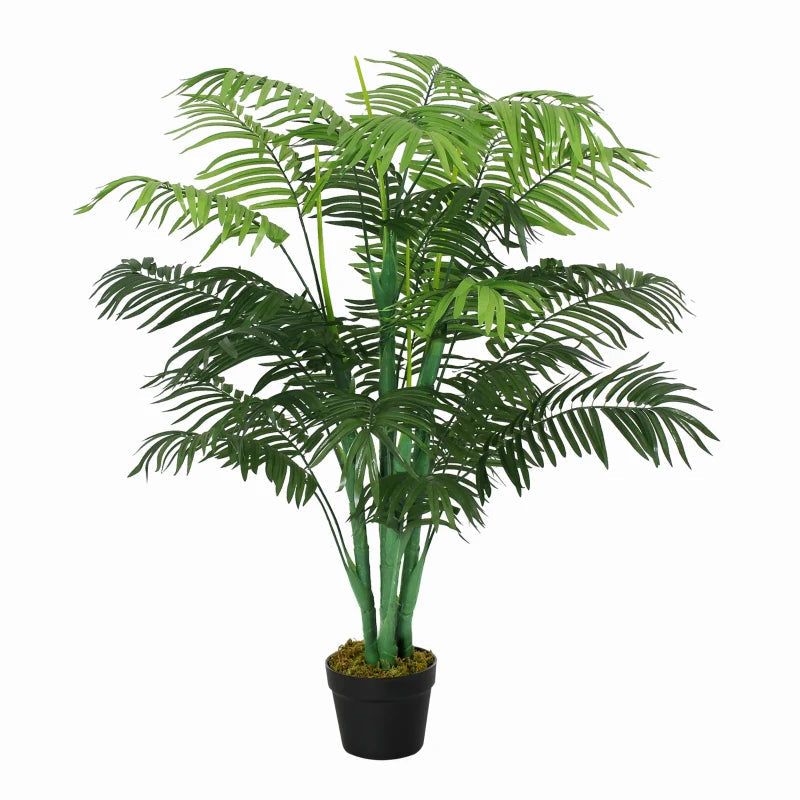 125cm/4FT Artificial Palm Plant Decorative Tree with Nursery Pot, Fake Plastic Indoor Outdoor Home Office Décor, Green Bargain Clearance Centre