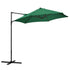 2.5M Garden Cantilever Parasol, Offset Roma Patio Umbrella Hanging Sun Shade Canopy Shelter with 360° Rotation and Cross Base, Green 4
