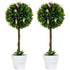 Set of 2 Decorative Artificial Plants Ball Trees with Flower for Home Indoor Outdoor Decor, 60cm ,Pink Bargain Clearance Centre