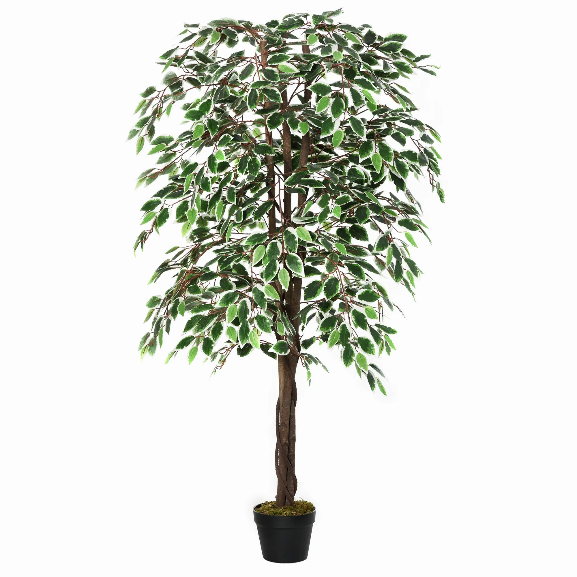 160cm/5.2FT Artificial Ficus Silk Tree with Nursery Pot, Decorative Fake Plant, for Indoor Outdoor Décor Bargain Clearance Centre