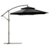 2.7m Banana Parasol Cantilever Umbrella with Crank Handle, Double Tier Canopy and Cross Base for Outdoor, Hanging Sun Shade, Black