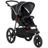 Foldable Three-Wheeler Baby Stroller w/ Canopy, Storage Basket - Black