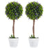 Set of 2 Decorative Artificial Plants Ball Trees with Lavender Flowers in Pot Fake Plants for Home Indoor Outdoor Decor, 60cm, Green Bargain Clearance Centre
