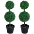 Set of 2 Artificial Boxwood Ball Topiary Trees Potted Decorative Plant Outdoor and Indoor Décor (67cm) Bargain Clearance Centre