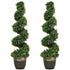 Set of 2 Decorative Artificial Plants, Boxwood Spiral Topiary Tree with Lavender and Pot, Fake Plants for Home Indoor Outdoor Decor, 115cm Bargain Clearance Centre