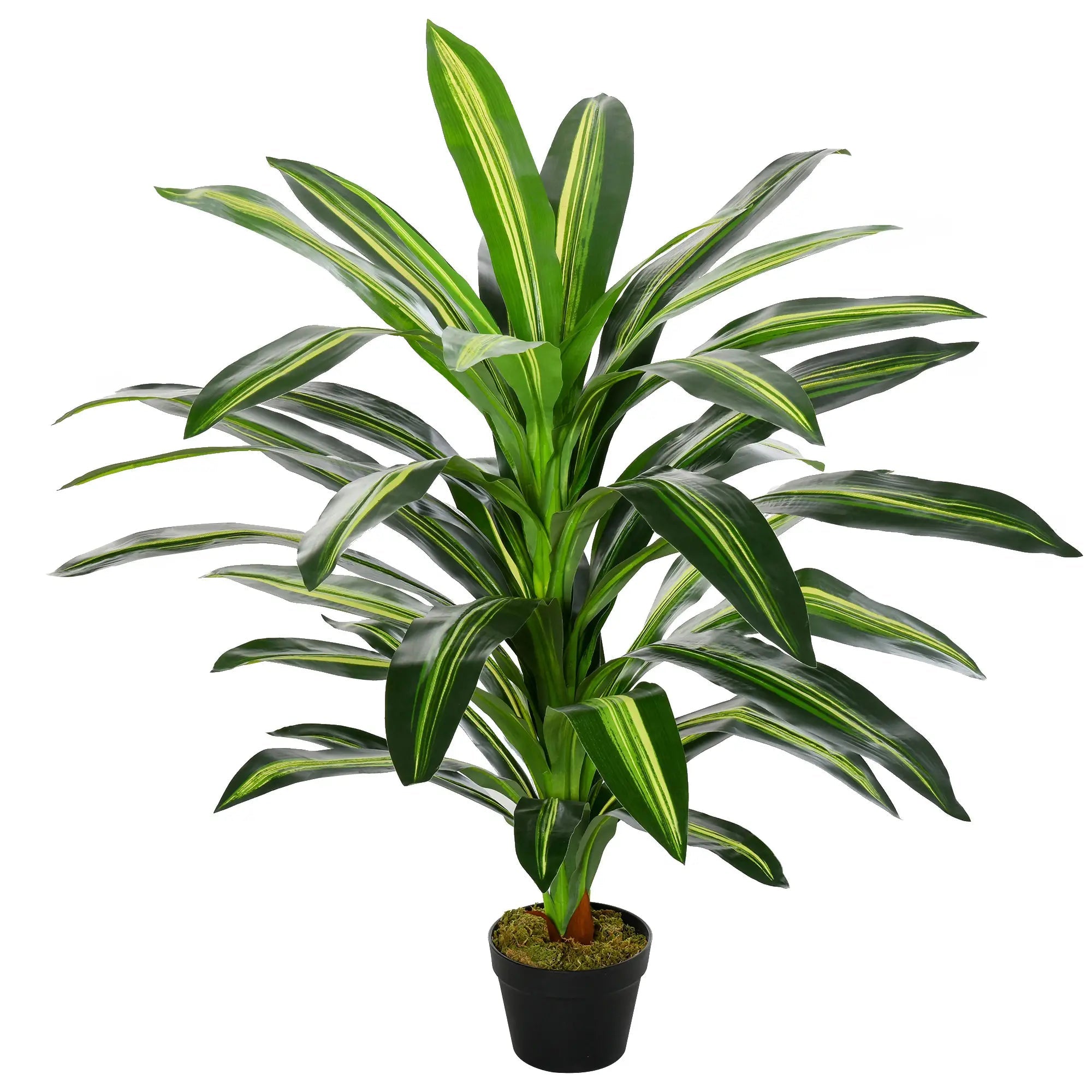 110cm/3.6FT Artificial Dracaena Tree Decorative Plant 40 Leaves with Nursery Pot, Fake Tropical Tree for Indoor Outdoor Décor Bargain Clearance Centre