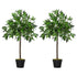 Artificial Bay Laurel Topiary Trees w/ Pot Fake, Set Of 2 90cm/3FT Indoor Outdoor Greenery Plant Home Office Garden Decor Green Bargain Clearance Centre