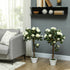 Set of Two Faux Rose Trees - White Bargain Clearance Centre
