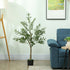 4ft/ 120cm Decorative Artificial Plant, Silk Olive Tree with 450 Leaves and 20 Olive Fruits in Pot, Fake Plant for Home, Office, Living Room, Indoor Decor Bargain Clearance Centre