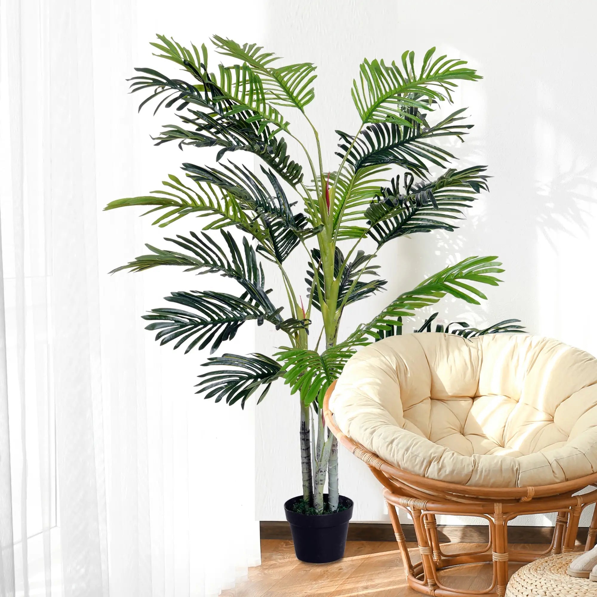 Artificial Tree, 150cm Tropical Palm Tree, Fake Plants in Pots, Faux Green Plant for Indoor Outdoor Home Office Living Room Decoration 4.8 Bargain Clearance Centre