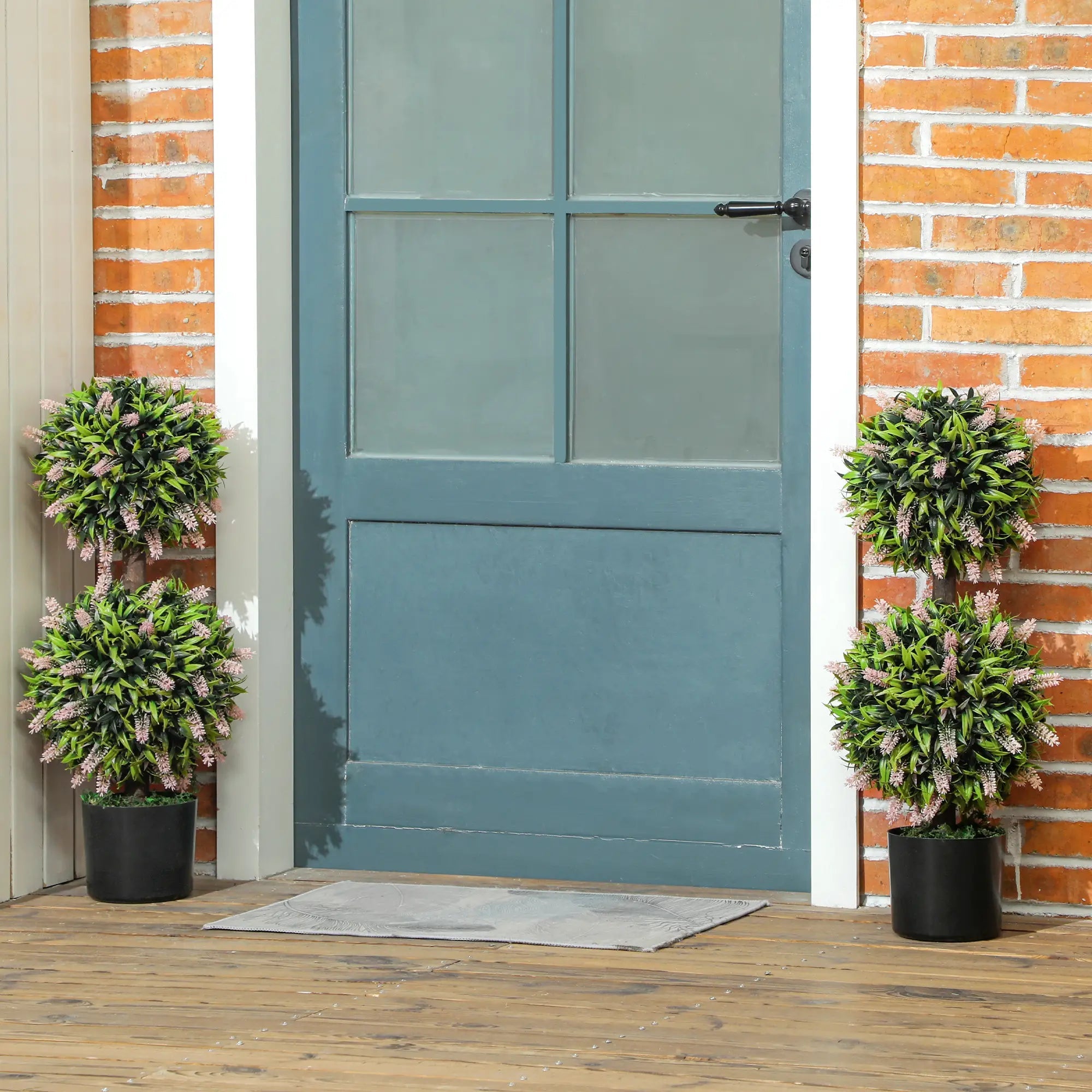 Set of 2 Decorative Artificial Plants Ball Trees with Lavender Flowers in Pot Fake Plants for Home Indoor Outdoor Decor, 70cm, Pink Bargain Clearance Centre