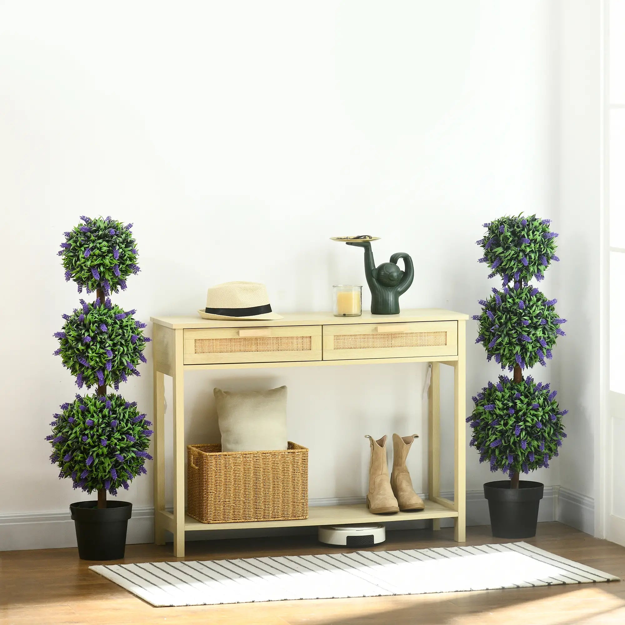 Set of 2 Artificial Plants, Lavender Flowers Ball Trees with Pot, for Home Indoor Outdoor Decor, 110cm Bargain Clearance Centre