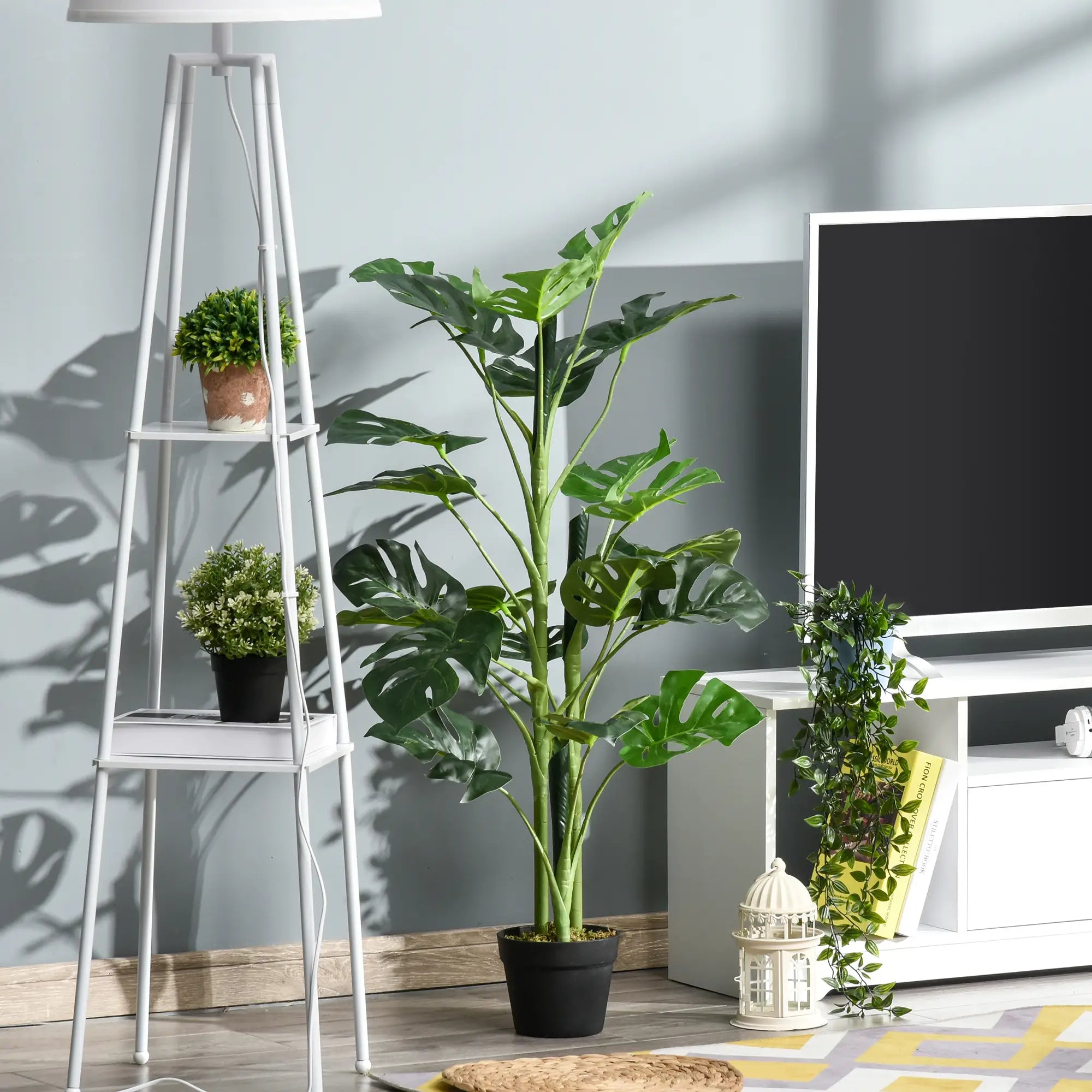 100cm/3.3FT Artificial Monstera Tree Decorative Cheese Plant 21 Leaves with Nursery Pot, Fake Tropical Palm Tree for Indoor Outdoor Décor Bargain Clearance Centre