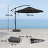 3(m) Garden Cantilever Parasol with Fillable Base up to 90kg, Wind Protection Strap, Cover, Round Banana Hanging Umbrella with Crank Handle and Tilt, UPF50+ Patio Umbrella, Grey
