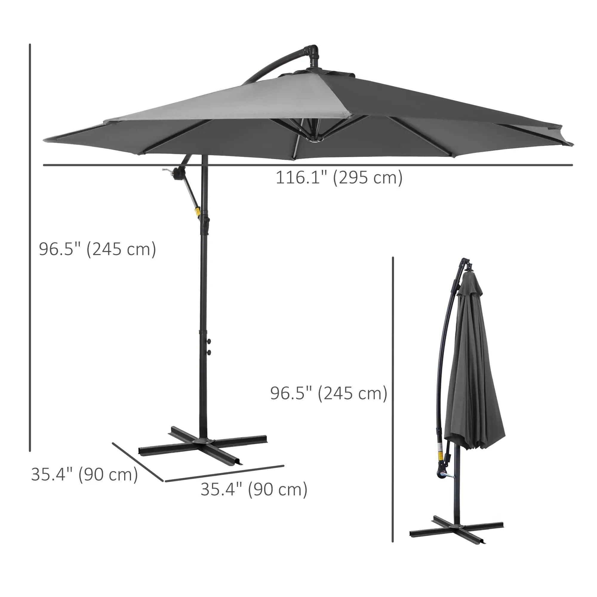 Cantilever Umbrella Parasol Hanging Banana Steel Dark Grey 3M Patio