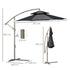 2.7m Banana Parasol Cantilever Umbrella with Crank Handle, Double Tier Canopy and Cross Base for Outdoor, Hanging Sun Shade, Black