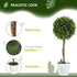 Set of 2 Decorative Artificial Plants Ball Trees with Lavender Flowers in Pot Fake Plants for Home Indoor Outdoor Decor, 60cm, Green Bargain Clearance Centre