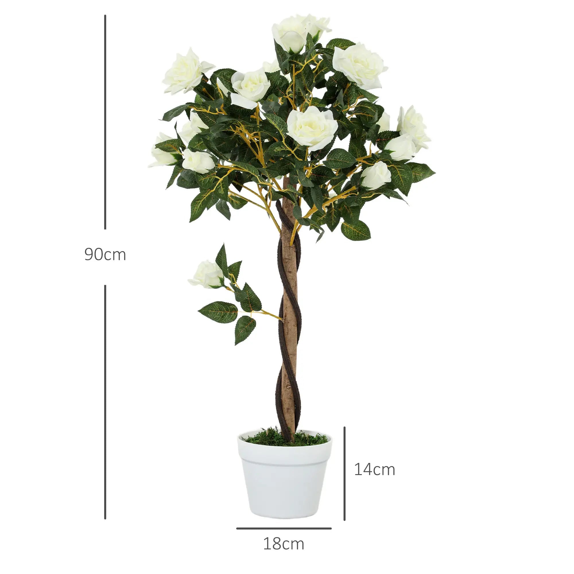 Set of Two Faux Rose Trees - White Bargain Clearance Centre