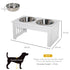 Raised Dog Feeding Bowls with Stand, Stainless Steel for Extra Small and Small Dog, 44L x 24W x 15H cm - White