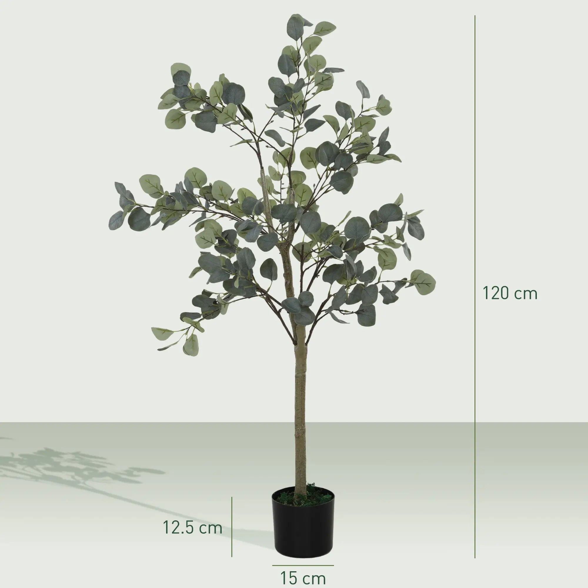 Set of 2 Decorative Artificial Tree, 4ft/ 120cm Silk Eucalyptus Trees with 230 Silver Dollar Leaves in Pot, Fake Plants for Home, Office, Living Room, Indoor Decor Bargain Clearance Centre