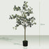Set of 2 Decorative Artificial Tree, 4ft/ 120cm Silk Eucalyptus Trees with 230 Silver Dollar Leaves in Pot, Fake Plants for Home, Office, Living Room, Indoor Decor Bargain Clearance Centre