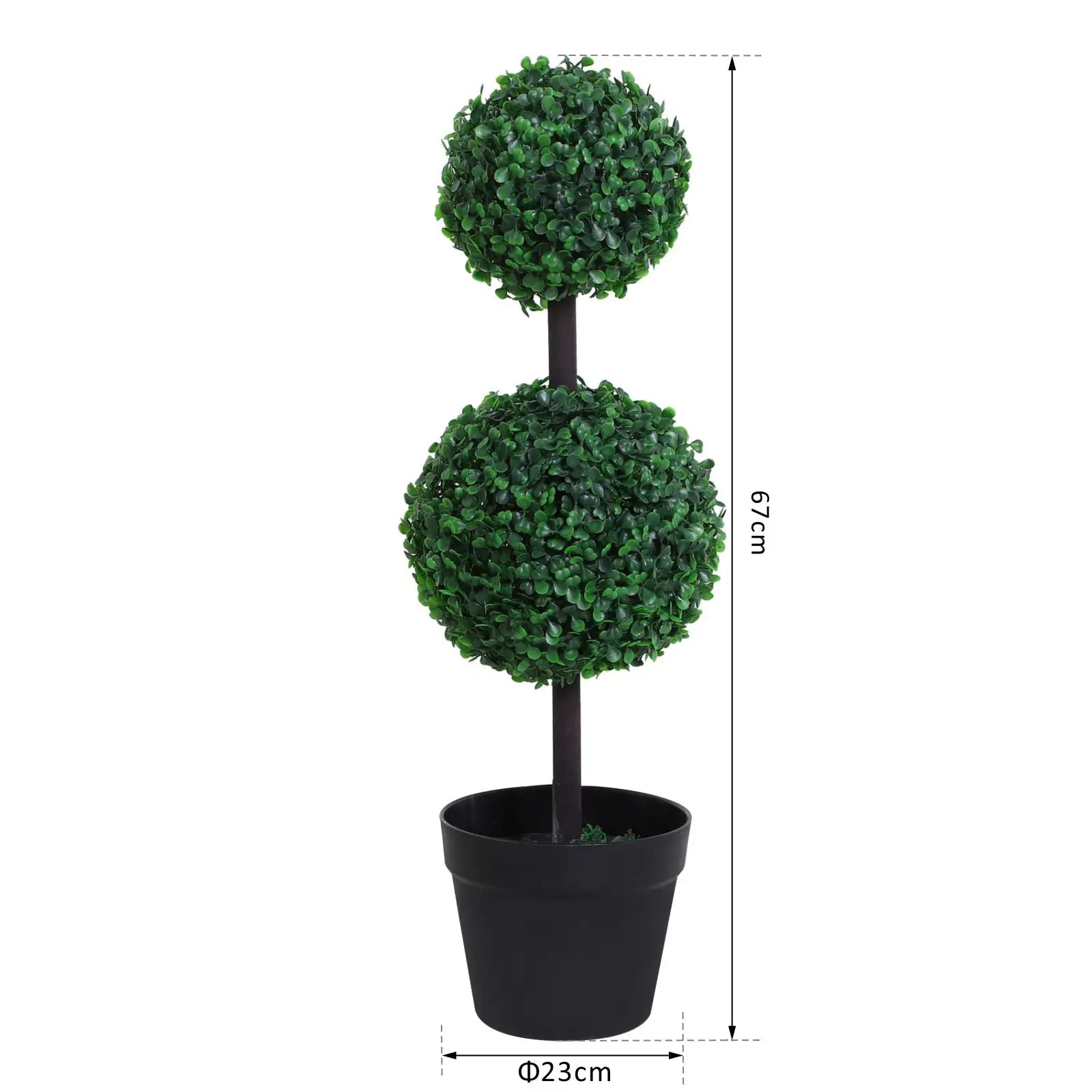 Set of 2 Artificial Boxwood Ball Topiary Trees Potted Decorative Plant Outdoor and Indoor Décor (67cm) Bargain Clearance Centre