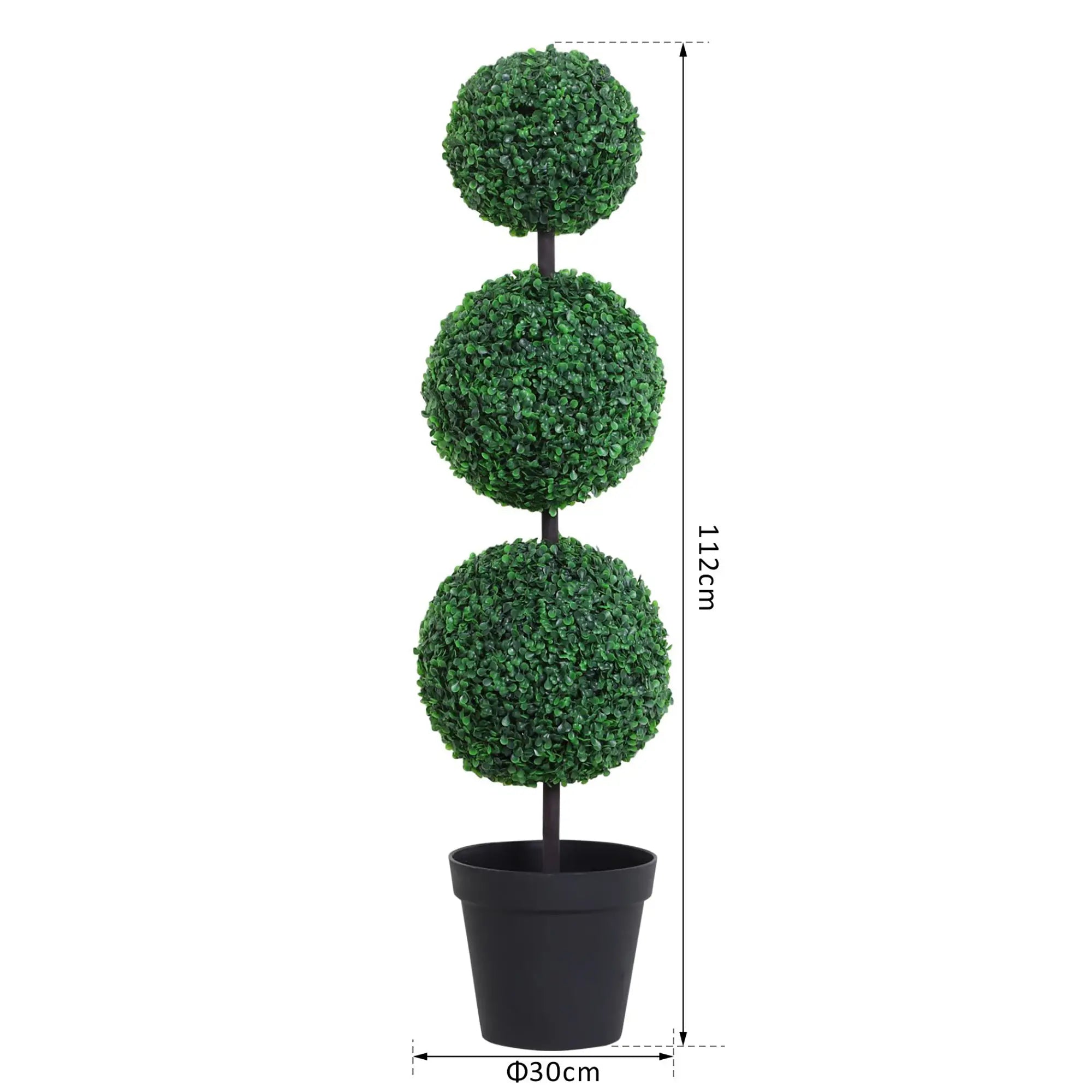 Set of 2 Artificial Boxwood Ball Topiary Trees Potted Decorative Plant Outdoor and Indoor Décor (112cm) Bargain Clearance Centre