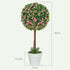 Set of 2 Decorative Artificial Plants, Ball Topiary Tree with Rose Flower in Pot, Fake Plants for Home Indoor Outdoor Decor, 60cm, Pink Bargain Clearance Centre