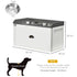 Stainless Steel Raised Dog Bowls, with 21L Storage Drawer for Large Dogs and Cats - White