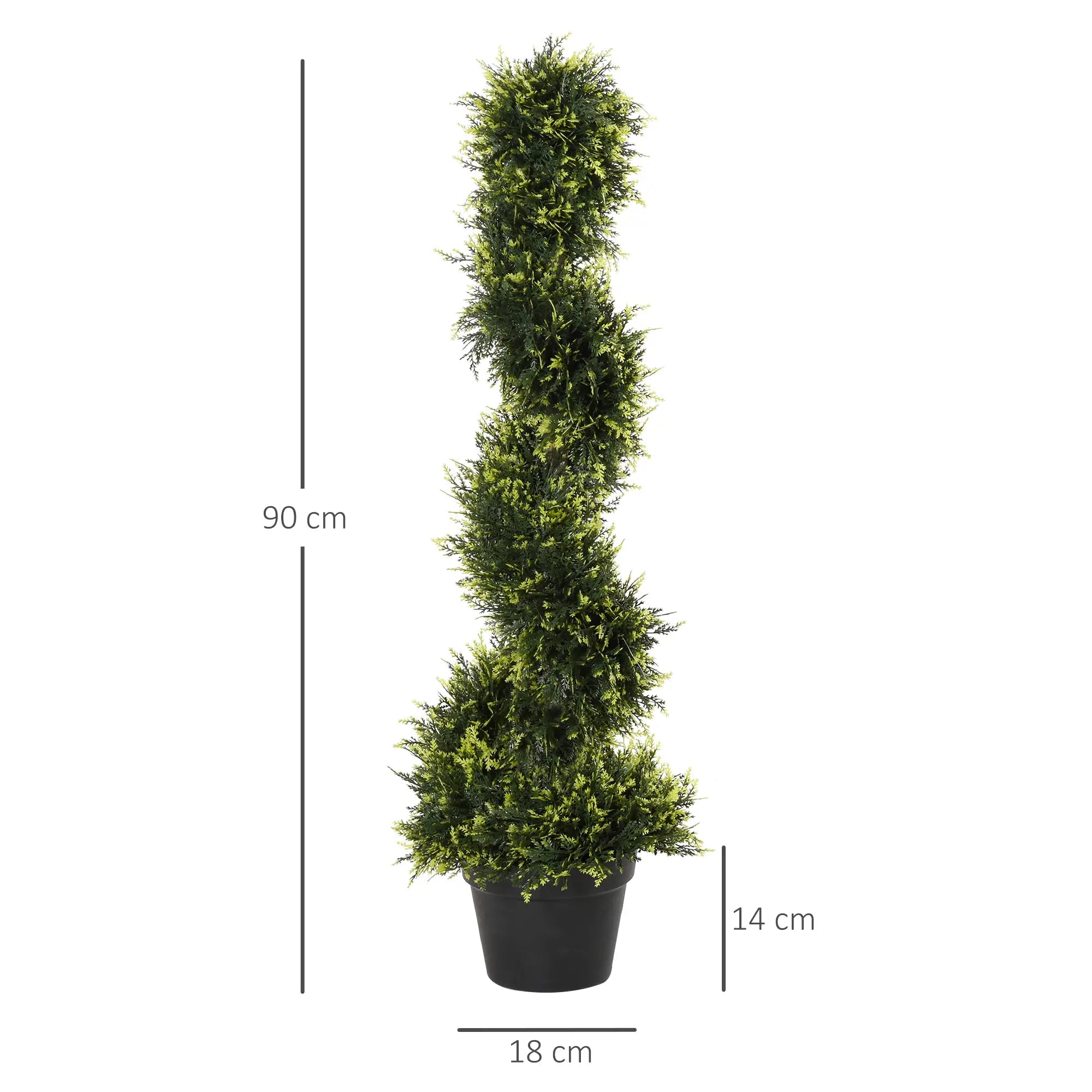 90cm/3FT Artificial Trees, Spiral Topiary Trees w/ Pot Set Of 2, Fake Indoor Outdoor Greenery Plant Home Office Garden Decor Green Bargain Clearance Centre