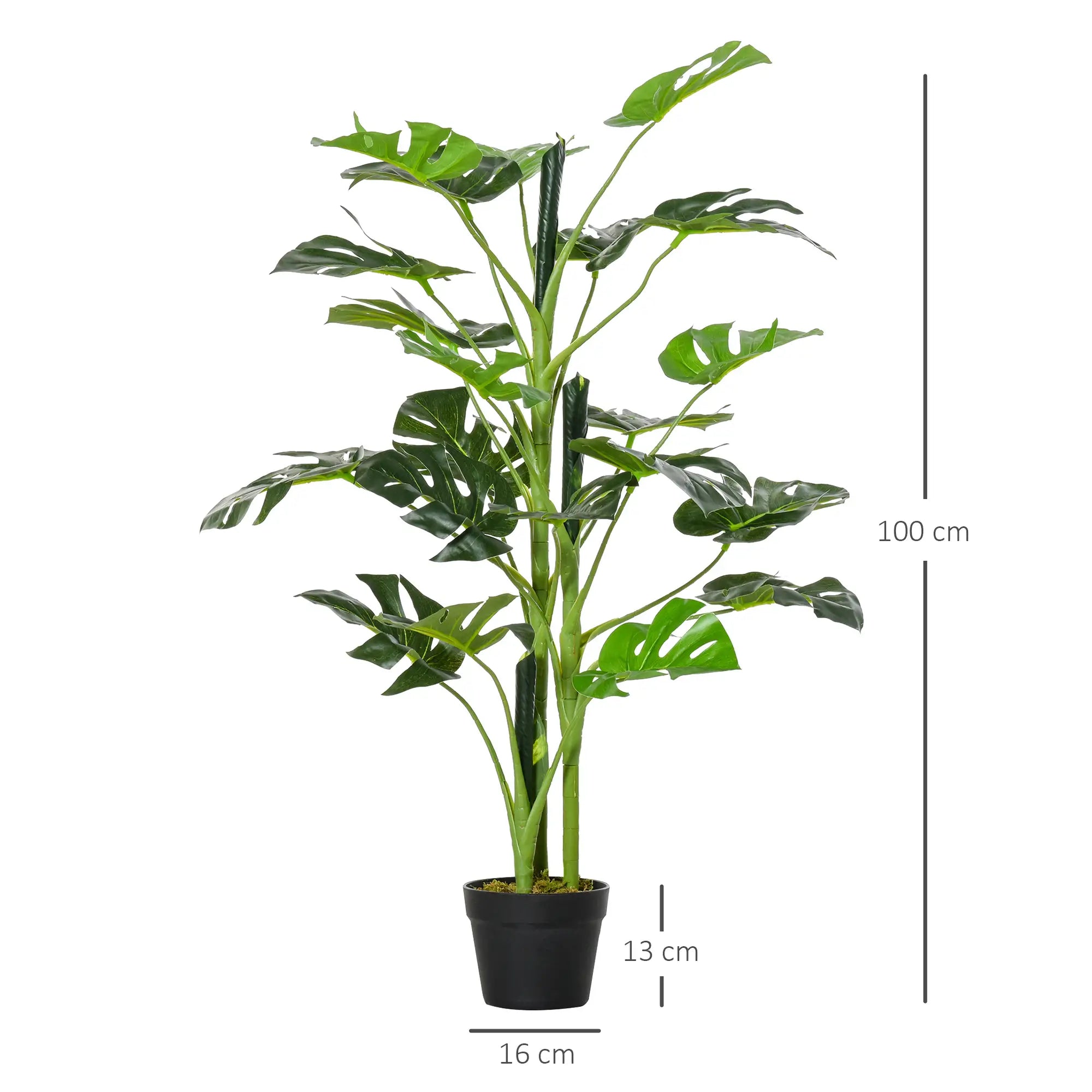 100cm/3.3FT Artificial Monstera Tree Decorative Cheese Plant 21 Leaves with Nursery Pot, Fake Tropical Palm Tree for Indoor Outdoor Décor Bargain Clearance Centre
