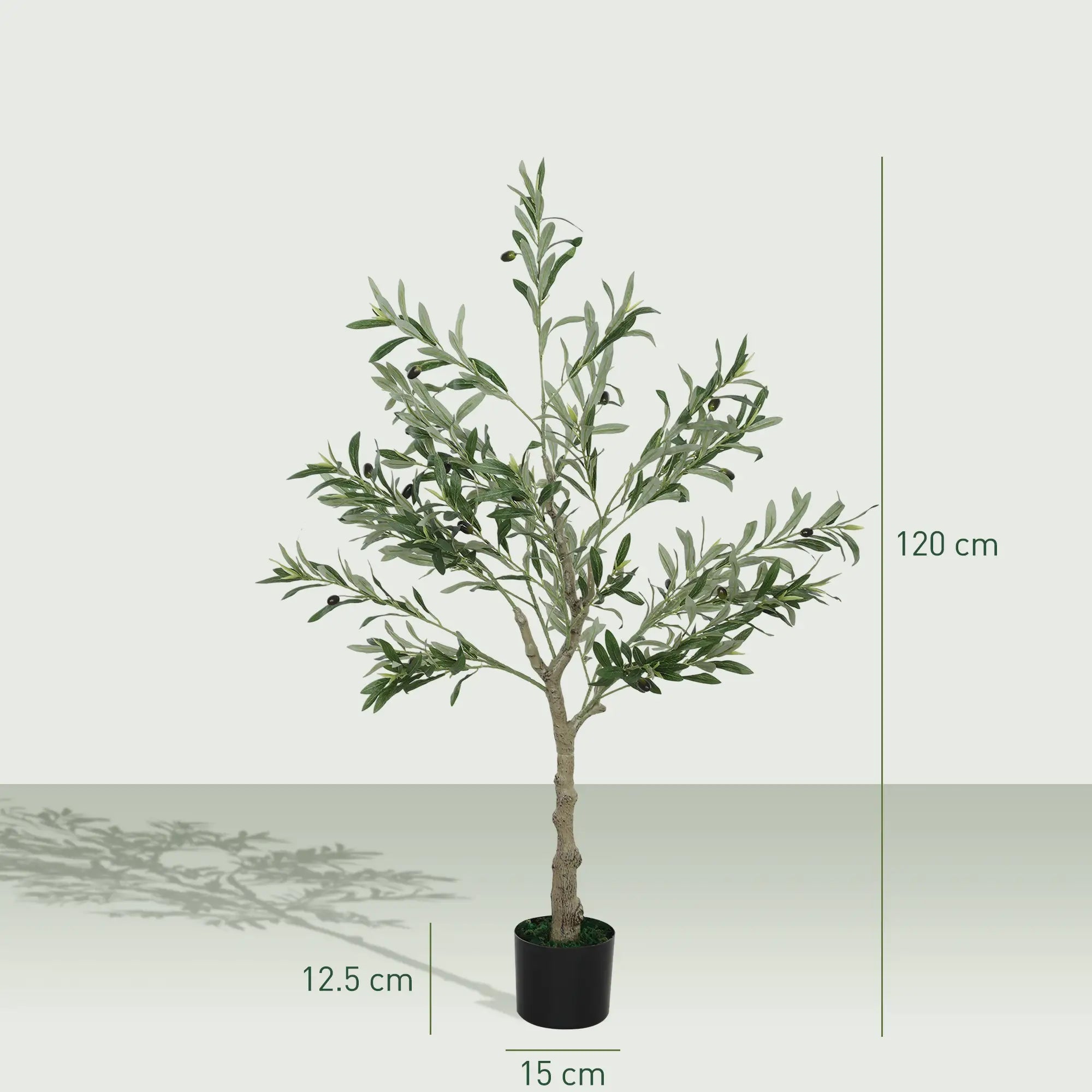 4ft/ 120cm Decorative Artificial Plant, Silk Olive Tree with 450 Leaves and 20 Olive Fruits in Pot, Fake Plant for Home, Office, Living Room, Indoor Decor Bargain Clearance Centre