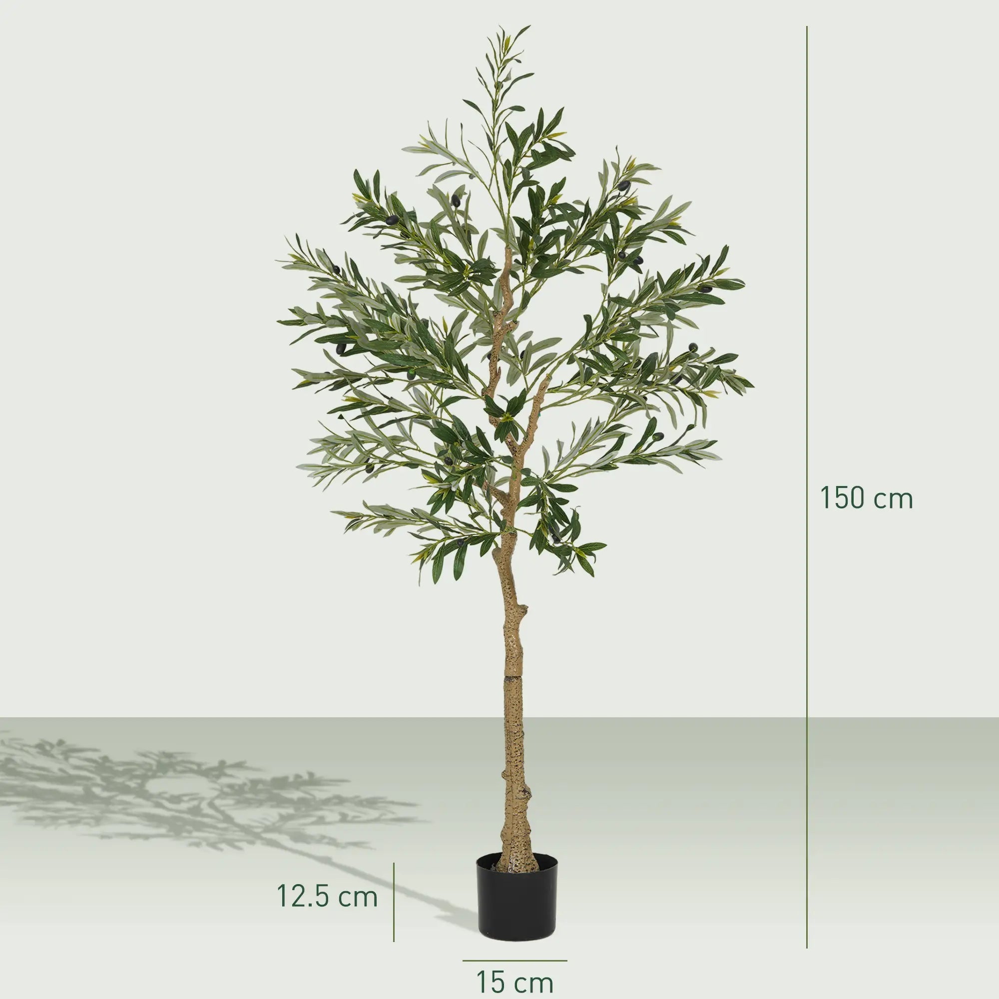 5ft/ 150cm Decorative Artificial Plant, Silk Olive Tree with 720 Leaves and 32 Olive Fruits in Pot, Fake Plant for Home, Office, Living Room, Indoor Decor Bargain Clearance Centre