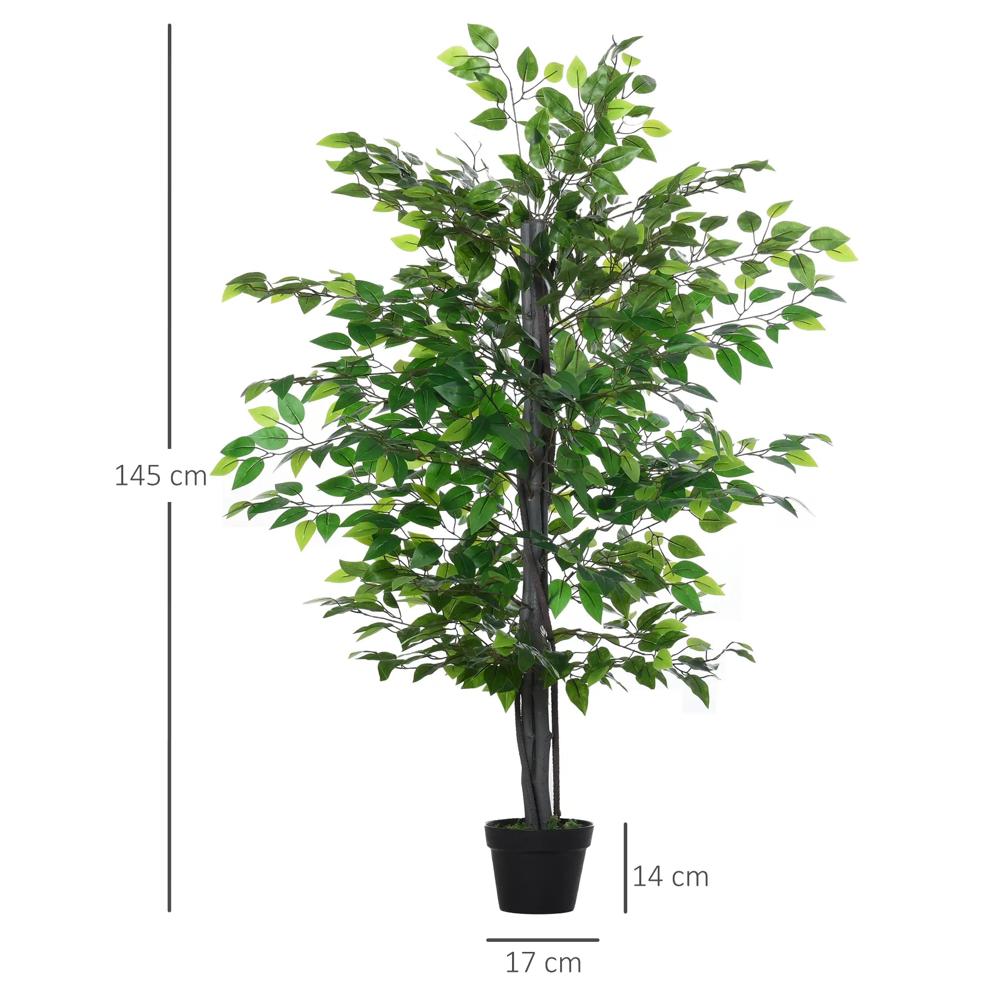 145cm Artificial Banyan Plant Faux Decorative Tree w/ Cement Pot Vibrant Greenery Shrubbery Indoor Outdoor Accessory Bargain Clearance Centre
