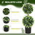 Set of 2 Decorative Artificial Plants Ball Trees with Lavender Flowers in Pot Fake Plants for Home Indoor Outdoor Decor, 70cm, White Bargain Clearance Centre