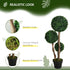 Decorative Artificial Tree Boxwood Ball Topiary Tree in Pot Fake Plant for Home Indoor Outdoor Decor, 90 cm, Dark Green Bargain Clearance Centre