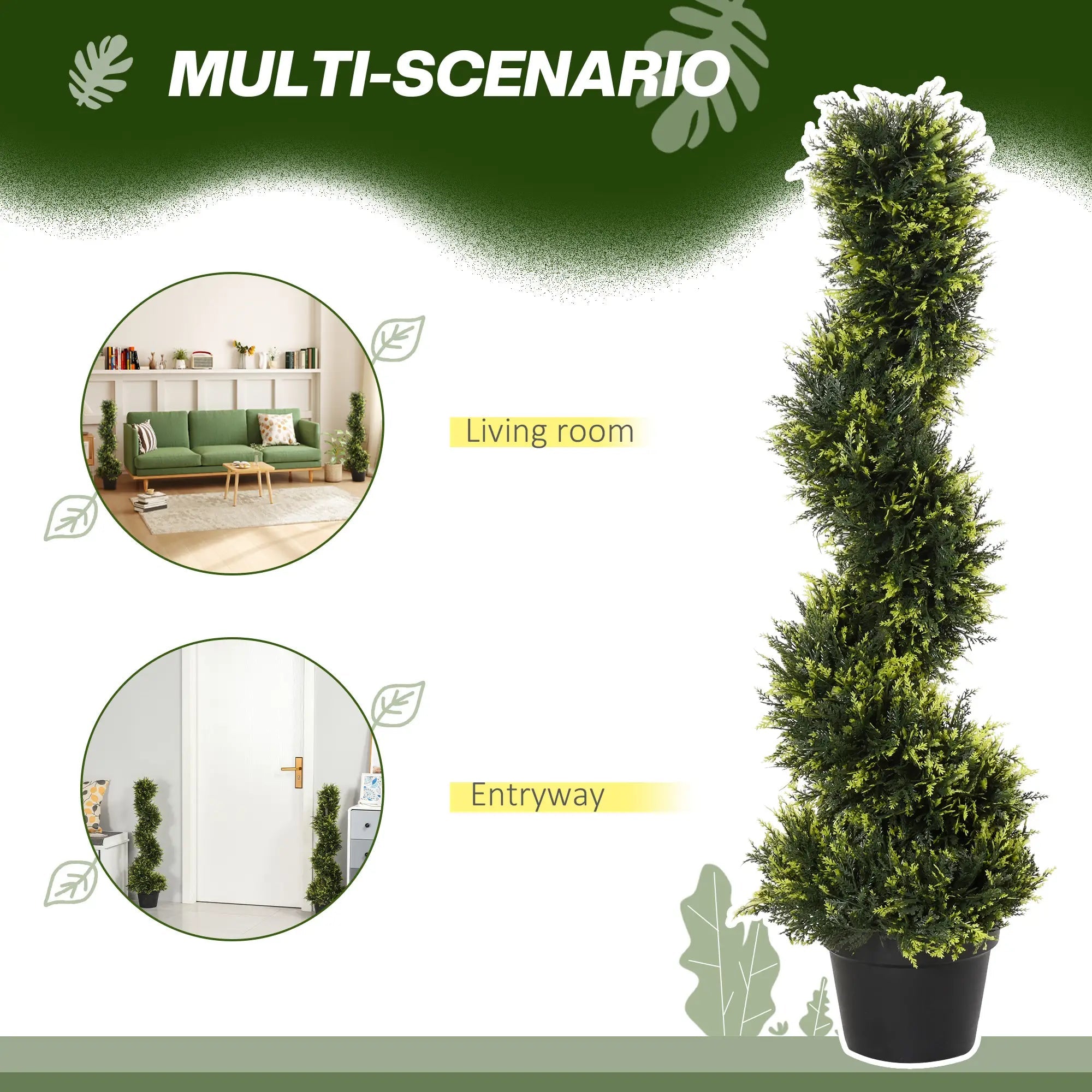 90cm/3FT Artificial Trees, Spiral Topiary Trees w/ Pot Set Of 2, Fake Indoor Outdoor Greenery Plant Home Office Garden Decor Green Bargain Clearance Centre